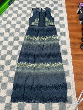 Sundance Moonlit Meadows Maxi Dress Embroidery Whimsical Blue & Yellow nwot 10